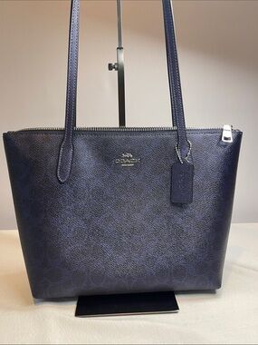 Coach H2579-CW396 Fiona Zip Tote Signature Canvas Navy Blue